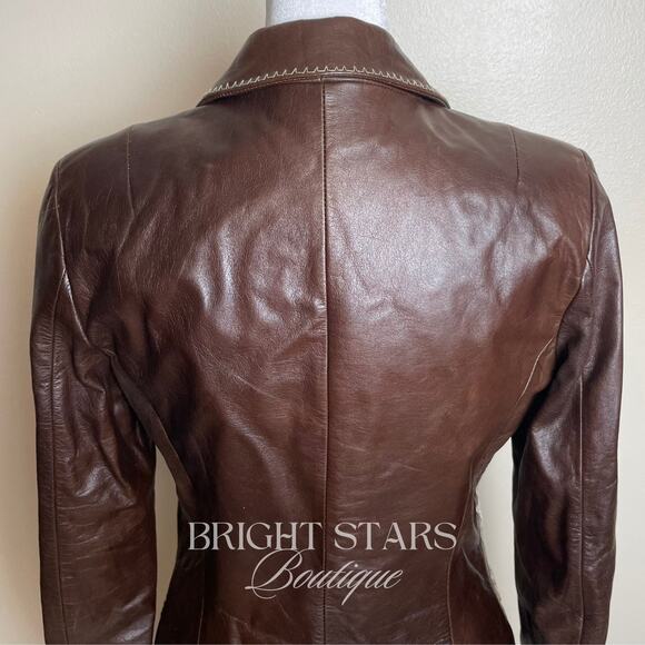 Rare Embroidered Leather Blazer Jacket ASO Lorelai Gilmore Phoebe Buffay Friends - Picture 11 of 11